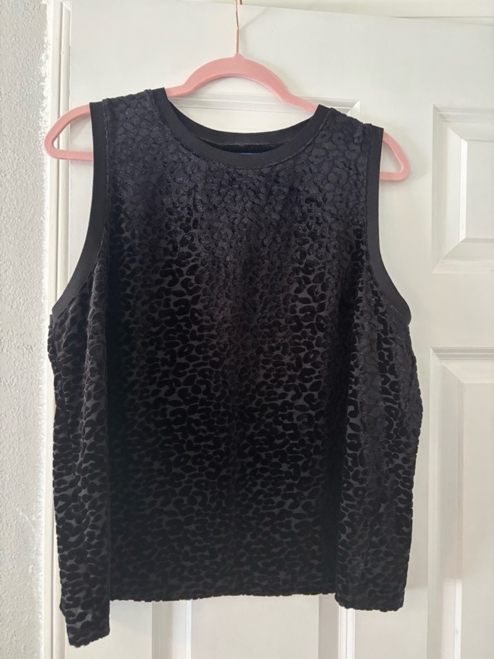 Apt. 9 Black Velvet Leopard-Texture Sleeveless Tank
